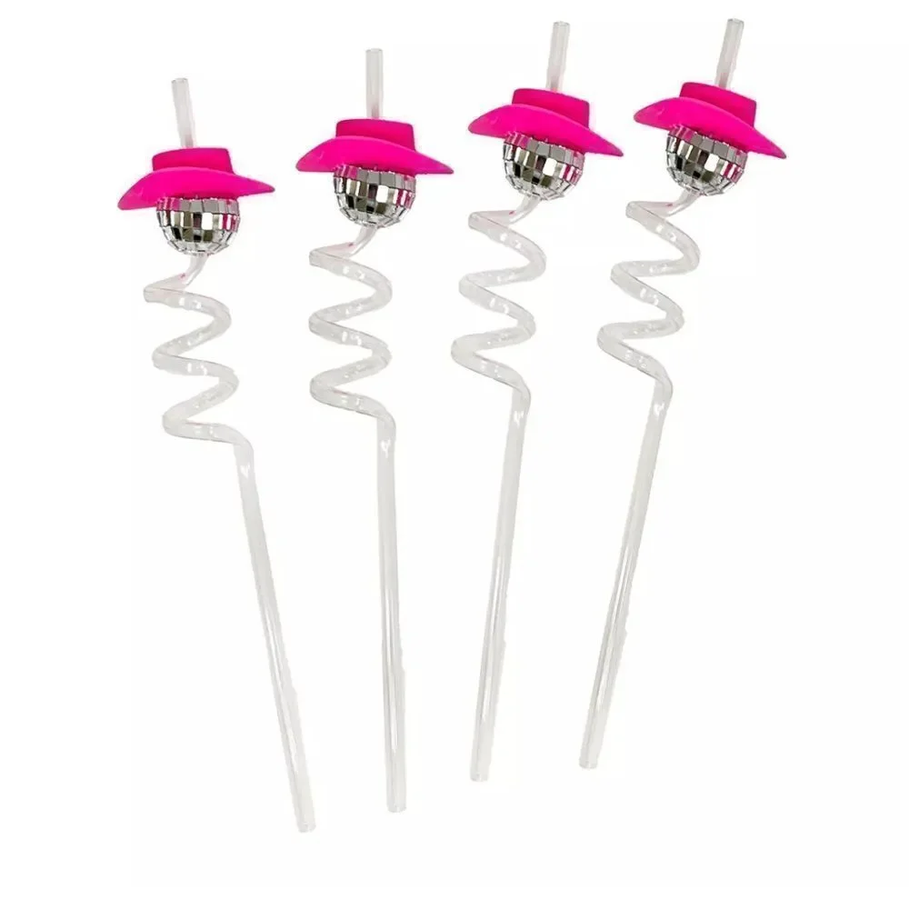 Pink and Silver Disco Swizzle Straws